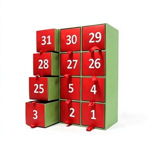 Wholesale Christmas Drawer <b>Box</b> Advent Calendar Rigid Cardboard <b>Empty</b> Mystery Blind <b>Box</b> with Ribbon Pull <b>for</b> Surprise <b>Gift</b> - Product Image 1