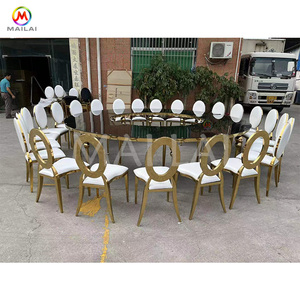 طاولة طعام مستديرة فاخرة من الفولاذ المقاوم للصدأ الذهبي للمناسبات والأعراس مع أرجل ذهبية من الفولاذ المقاوم للصدأ - Product Image 2