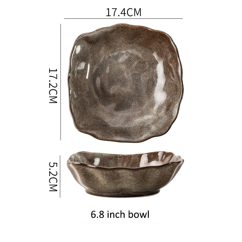 Bol carré gris de 6,8 pouces