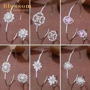 Blossom perhiasan CS 925 perak murni, Set cincin Bangle mewah sederhana zirkonia pernikahan/pertunangan, perhiasan bagus untuk trendi - Product Image 3
