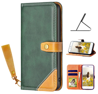 Étui à rabat en cuir WEVIEW Raku-Raku pour smartphone F-01L/F-42A avec sangle, porte-cartes, fermeture magnétique, style portefeuille, vert rétro, rangement