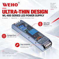 Alimentation LED ultra-mince à sortie unique WEHO WL-400 Série 400W 12V 24V pour luminaires LED commerciaux, idéale pour l'éclairage des aéroports