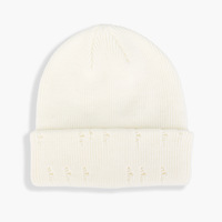 Bonnet en détresse automne hiver bonnet tricoté hommes femmes couleur unie à revers acrylique bonnet en tricot chapeau