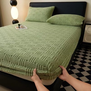 <span class=keywords><strong>Drap</strong></span>-<span class=keywords><strong>housse</strong></span> en <span class=keywords><strong>flanelle</strong></span> de velours tissé style américain, épaissi et chaud pour l'hiver, avec motif jacquard, fil écologique 600 fils - Product Image 5