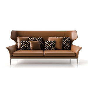 Vente en gros de canapés noirs élégants en cuir pour salon de luxe moderne et minimaliste Ensemble de meubles design canapés de salon Divano - Product Image 6