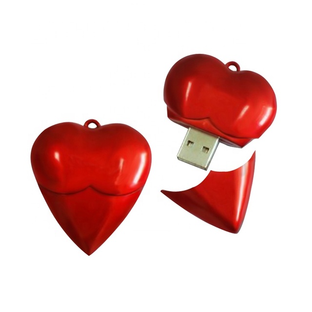 Custom Heart Shape USB Gift Diamond Necklace Memory Stick Romantic USB Flash Drives Free Key Chains for Wedding USB Drives 8 GB