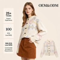 Cárdigan de Mujer con Diseño a Cuadros, Tejido por Computadora, Antiarrugas, Estilo Urbano