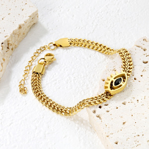 Stainless Steel Eye Necklace And <b>Bracelet</b> <b>Set</b> 40+5cm 17+5cm For Women Party Fashion Jewelry - Product Image 2