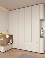 Balom haut de gamme moderne garde-robe Durable mélamine bois MDF porte élégant coffre-fort maison vêtements stockage coins arrondis pliant chambre