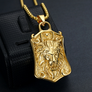 สร้อยคอหัวสิงโตสไตล์ฮิปฮอป 10 แบบ ชุบทอง PVD แนวพังก์ร็อก สำหรับผู้ชาย สร้อยคอจี้หัวสิงโตสแตนเลส สร้อยคอจี้หัวราชาสิงโต - Product Image 2