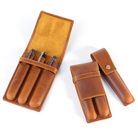 Pochette et porte-stylo en cuir Crazy Horse vintage, fabriqués à la main, authentiques, organisateur rétro pour étudiants et professionnels, tailles S/M/L, cadeau unique
