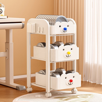 Chariot de rangement mobile à roulettes, étagère de rangement multi-niveaux sous le bureau pour sacs d'école, livres et collations