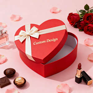 Подарочная коробка в форме красного сердца из перерабатываемого картона для женщин – романтический подарок на День святого Валентина или День рождения, полноцветная печать, хит продаж - Product Image 5