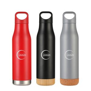 2026 New Trend <b>Bottle</b> Double Wall Stainless Steel 316 Insulated 450ml Water <b>Bottle</b> with Eco-Friendly <b>Cork</b> Base for Daily Use - Product Image 1