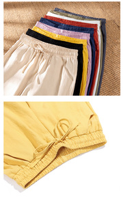 <span class=keywords><strong>Pantaloni</strong></span> Casual in Lino/Cotone da Donna, Vestibilità Ampia, Stile <span class=keywords><strong>Carrot</strong></span>, Vita Alta Elasticizzata, Laccio Frontale, Lunghezza alla Caviglia - Product Image 4