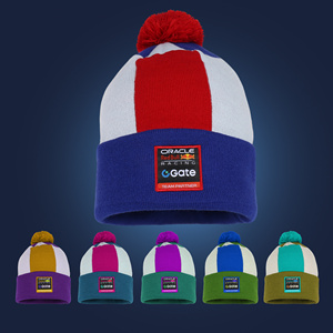 Tùy Chỉnh Kint Beanies Màu Xanh Hải Quân Ngoài Trời Chạy Thể Thao Mát Mẻ Vành Beanies Mùa Đông Acrylic Dệt Kim <span class=keywords><strong>Hat</strong></span> Với Pom Pom - Product Image 1