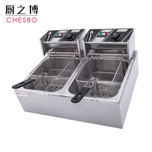 Acier inoxydable Commercial Électrique Friture <span class=keywords><strong>Friteuse</strong></span> De Pommes De Terre Machine À Frire Poulet <span class=keywords><strong>Friteuse</strong></span> Comptoir Double Réservoir - Product Image 5
