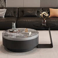 Table basse en dalle de roche style luxe léger avec espace de rangement personnalisable pour salon, maison, petit appartement, haut de gamme, moderne