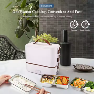 Fiambrera eléctrica portátil <span class=keywords><strong>de</strong></span> 300W, <span class=keywords><strong>calentador</strong></span> <span class=keywords><strong>de</strong></span> alimentos para exteriores <span class=keywords><strong>de</strong></span> oficina <span class=keywords><strong>de</strong></span> tres capas aislado <span class=keywords><strong>de</strong></span> acero inoxidable con tapa <span class=keywords><strong>de</strong></span> plástico - Product Image 3