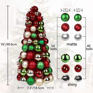 Bola de Navidad de Plástico para Decoración de Mesa, Chimenea, Impermeable, Irrompible, Colores Rojo/Dorado/Verde, para Interiores, Fiestas - Product Image 2