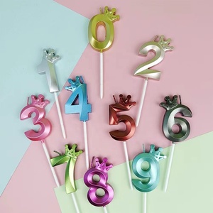 Bougies d'anniversaire numériques 3D bougies d'âge couronnes colorées fournitures de fête d'enfants numériques - Product Image 1