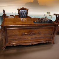 Bonne qualité EuroClassic Executive Home Office Bureau de luxe Antique sculpté à la main brun meubles en bois massif pour l'étude utilisation en atelier