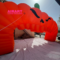 Arche gonflable géante en forme de citrouille d'Halloween pour activités extérieures, arche d'entrée gonflable orange facile à installer
