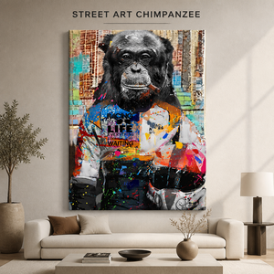 Quadro su tela moderno con graffiti street <span class=keywords><strong>art</strong></span>, gorilla pilota, scimpanzé che fuma, pop <span class=keywords><strong>art</strong></span> per decorazioni garage - Product Image 1