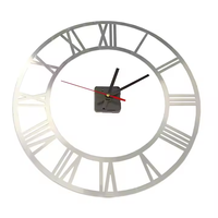 Jam Dinding Akrilik Laser Cut Cermin Kontemporer dengan Mesin Quartz Digital, Jarum, Plat Tebal 30mm, Custom untuk Rumah, Kantor, Ruang Tamu