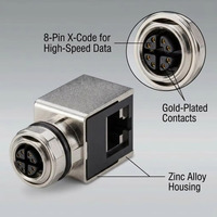 Connecteur industriel 8 broches à signaux mixtes - Boîtier robuste en laiton, adaptateur Ethernet M12 X-Code RJ45 haute vitesse, indice de protection IP67, automobile