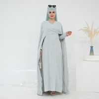 Ensemble modeste 2 pièces style cape Loriya orné de perles et de diamants, respirant, de luxe, pour mariage, Abaya de mariée, robe Abaya musulmane