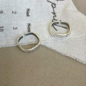 Wenchi S925 Pure Silver Vintage Korean INS Style Open Square Ring <b>Simple</b> Personality for Face Fine Quality Female Accessory - Product Image 5