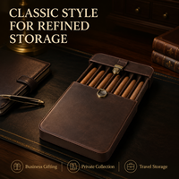 Boîte à cigares vintage personnalisée en gros, 6 compartiments, en cuir PU, avec tiroir coulissant et loquet métallique, pour voyage et cadeau