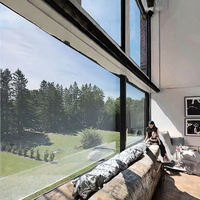 Fenêtre panoramique fixe horizontale moderne en acier inoxydable avec double vitrage trempé et cadre en alliage d'aluminium magnétique pour villa