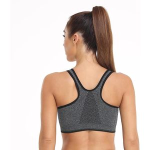 Sujetador deportivo con cremallera frontal para mujer, sin aros, espalda cruzada, cuello redondo, para yoga y ropa deportiva, talla M, hecho en China - Product Image 5