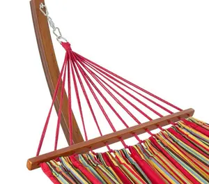 Équipement de plein air Meilleure vente Jardin loisirs matelassé double portable hamac lits pliants avec support en bois