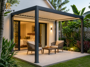 Pérgola Moderna de Aluminio RKOVE RK-C1 con Techo de Láminas, Gazebo Exterior, Pabellón, Toldo, Solárium para Patio de Villa u Hotel - Product Image 6
