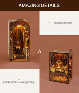 Kit miniature de maison de poupée en bois Wincent avec capteur de mouvement, impression UV, design de mini-librairie, puzzle 3D pour adultes - Product Image 3