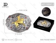 Fibbia rotonda in argento annerito grande da 5,0 cm per cinture in stile western - Product Image 1