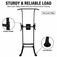 Tour de musculation multifonctionnelle Powermax avec barre de traction et station de dips réglable, capacité 150 kg, en fer, pour entraînement de force à domicile