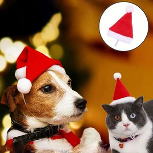 Decoraciones Navideñas de Dibujos Animados, Estilo Moderno y Minimalista, Gorros de Santa Claus para Mascotas, Gatos y Perros, Juego de Gorros Pequeños de Felpa Roja - Product Image 2