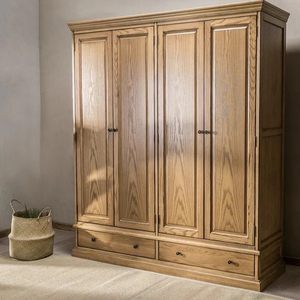<span class=keywords><strong>Armoire</strong></span> sur mesure en bois massif de style campagnard américain, <span class=keywords><strong>4</strong></span> <span class=keywords><strong>portes</strong></span>, chêne cerisier, pour chambre à coucher - Product Image 1