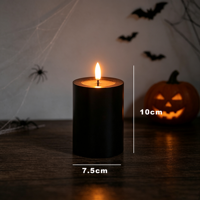 Bougies LED plates 3D à flamme réelle, couleur noire lisse, en cire de paraffine, avec télécommande, pour décoration intérieure, fêtes et Halloween