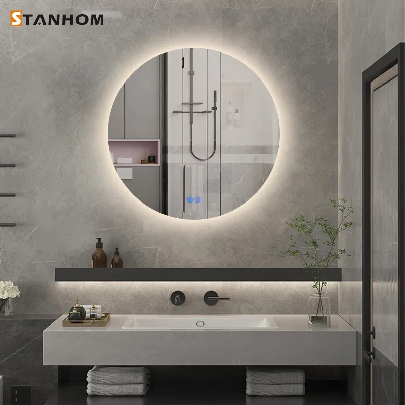 STANHOM Luxury Hotel Wall Round LED Lighted Bathroom Mirror