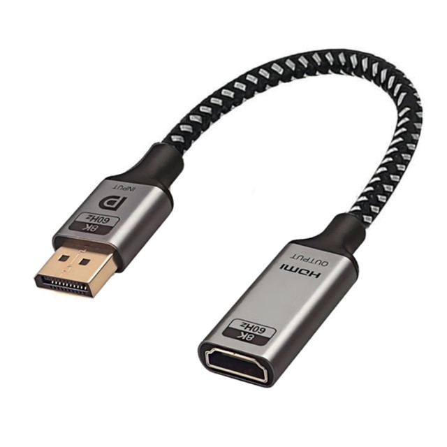 8K DisplayPort to HDMI Adapter, Uni-Directional DP Male (Source) to HDMI Female (Screen) Converter for PC, Dell, HP Etc