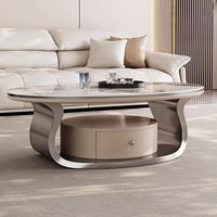 Meubles italiens de salon Table basse Table à thé Style moderne Ensemble de tables basses ovales de luxe en pierre frittée pour la maison