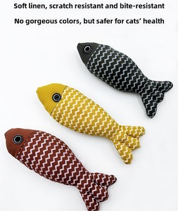 Commercio all'ingrosso di lino pesce erba gatta giocattolo interattivo per animali domestici giocattolo da masticare erba gatta peluche moto gatto giocattoli - Product Image 5