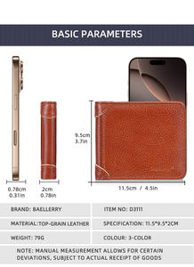 Vollnarbiges Echtleder Bifold Portemonnaie mit Mehreren Kartenfächern Retro Herren-Geldbörse Kleine Große Kapazität Echtes Leder Portemonnaie für Männer - Product Image 4
