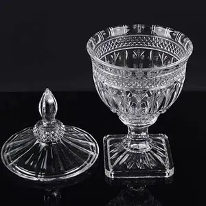 Hot Selling High Quality Unique European Luxcury Crystal Glass Sugar Bowl And Candy Jar With Lid