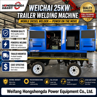 Générateur de soudage à l'arc mobile diesel silencieux Weichai 25 kW 500 A pour remorque, ATS, faible bruit, certifié CE ISO